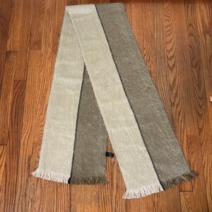 Shupaca Two-Tone Alpaca Winter Scarf fringe edge Tan Cream